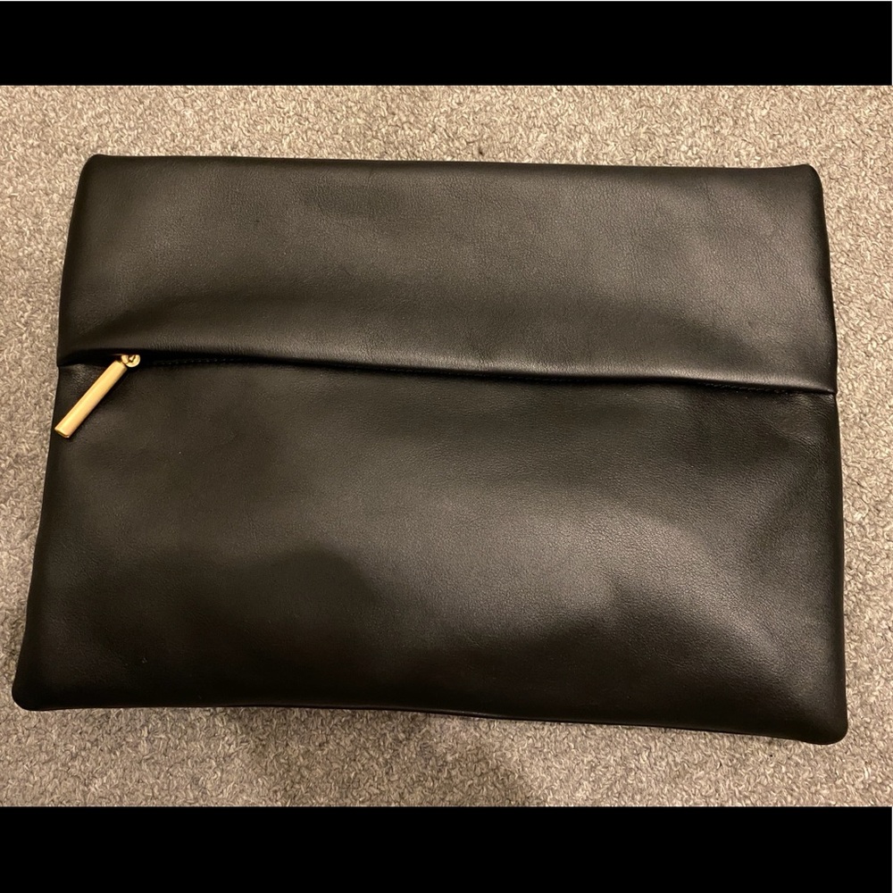 Large Black Leather Clutch